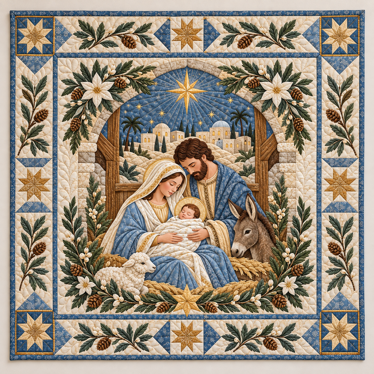 Holy Family Beneath the Christmas Star TD141026202 Quilt Blanket