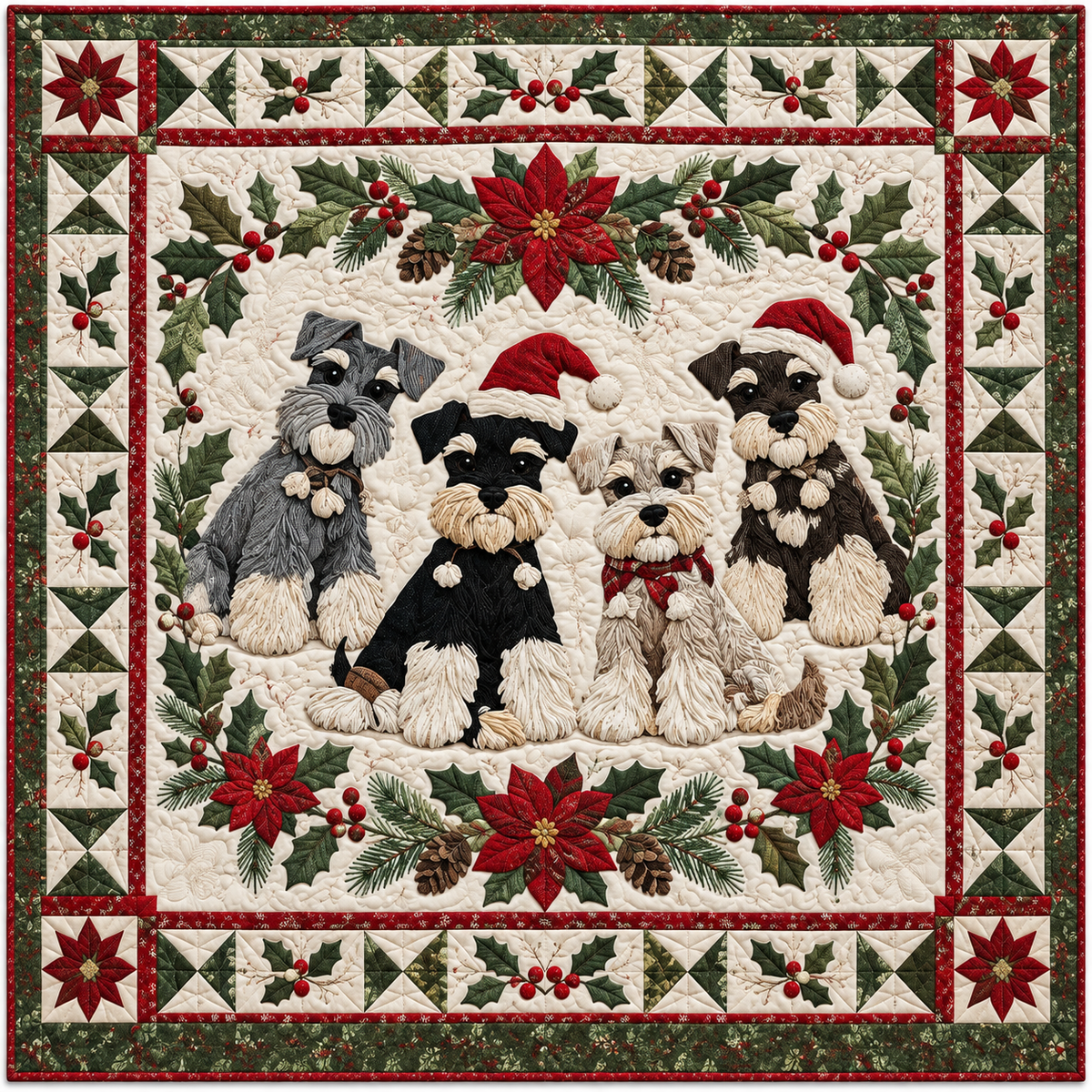 Christmas Schnauzer Gathering TD141026707 Quilt Blanket