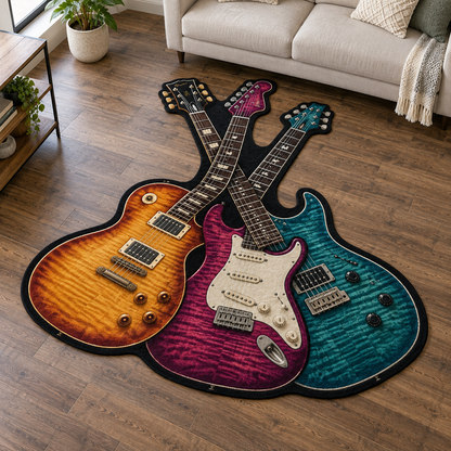 Electric Guitar Jam TD131026207 Custom Shape Area Rug