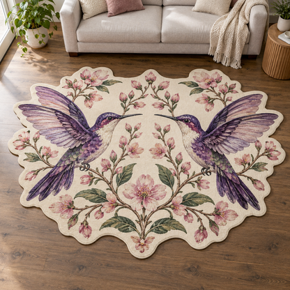 Violet Hummingbird Pair TD131026209 Custom Shape Area Rug