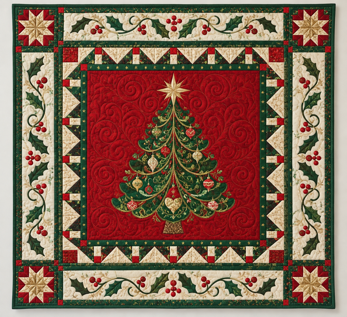 Christmas Tree On Festive Red TD141026213 Quilt Blanket