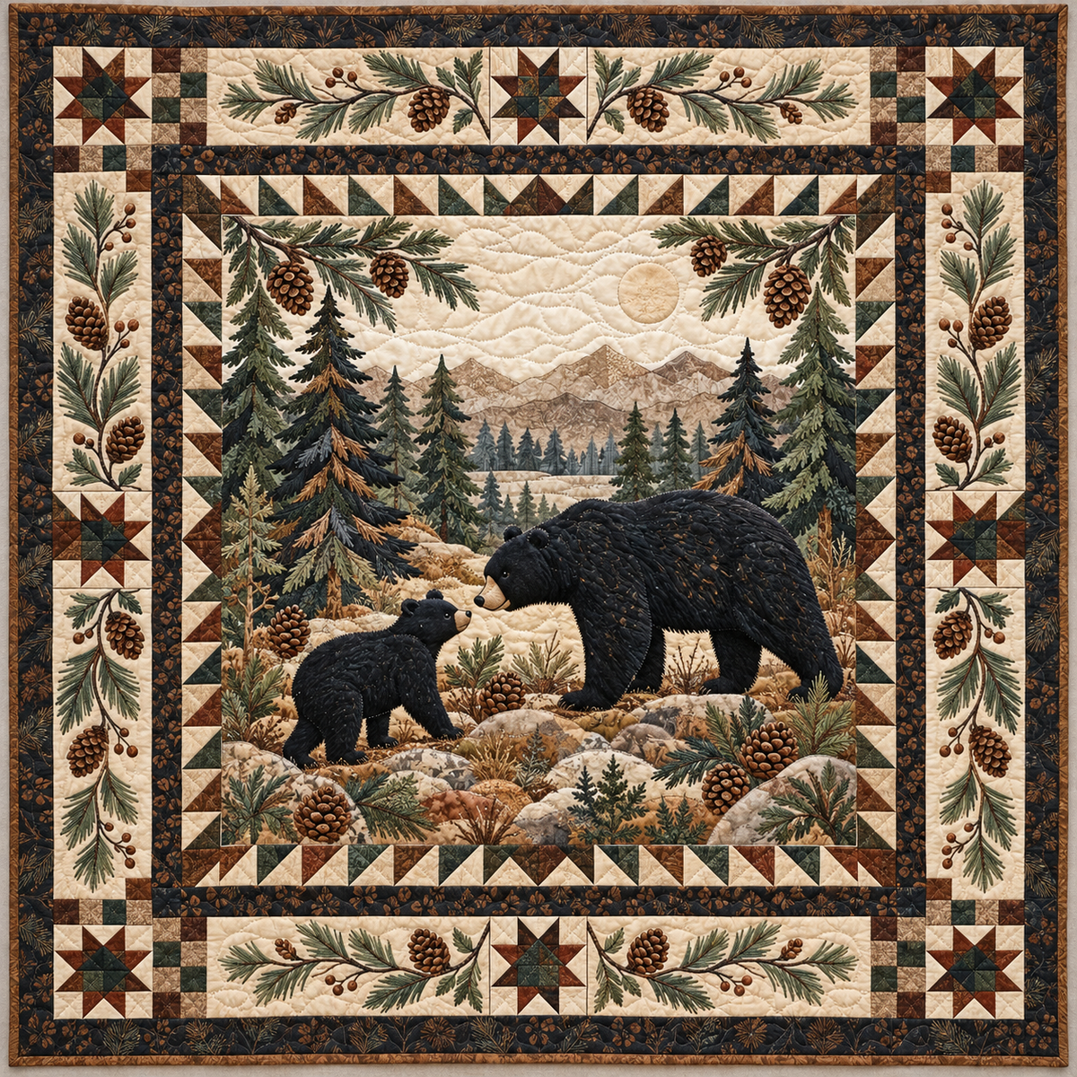 Black Bear Forest Family TD141026713 Quilt Blanket