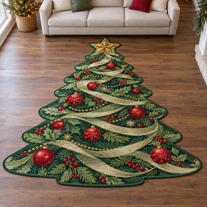 Ribbon Christmas Tree TD131026213 Custom Shape Area Rug