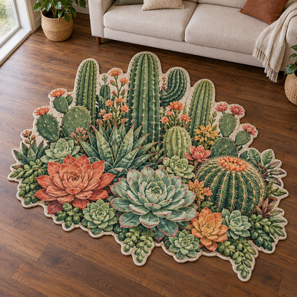 Succulent Bloom Garden TD131026214 Custom Shape Area Rug