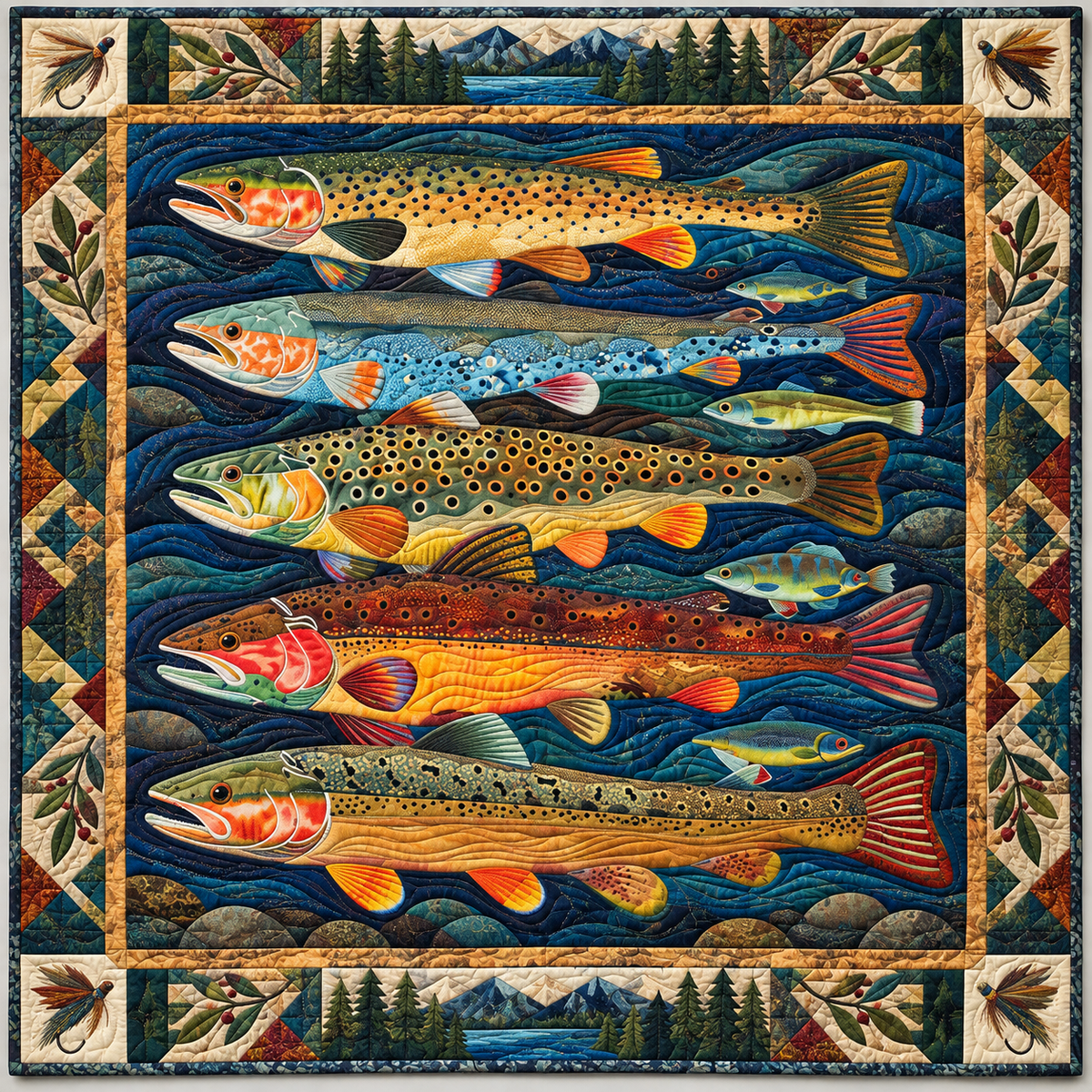 Rainbow Trout River TD141026717 Quilt Blanket