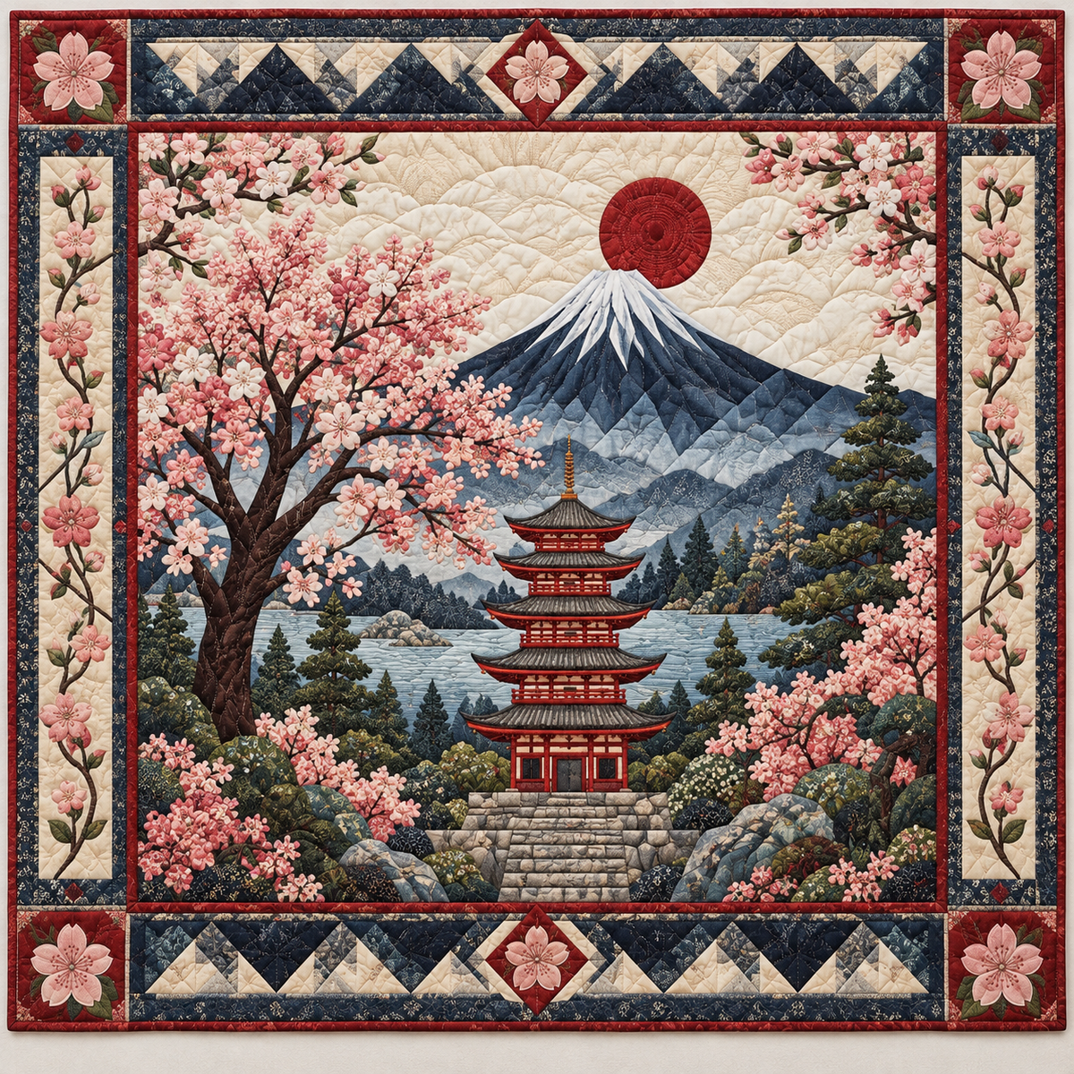 Japanese Pagoda Mountain TD141026719 Quilt Blanket