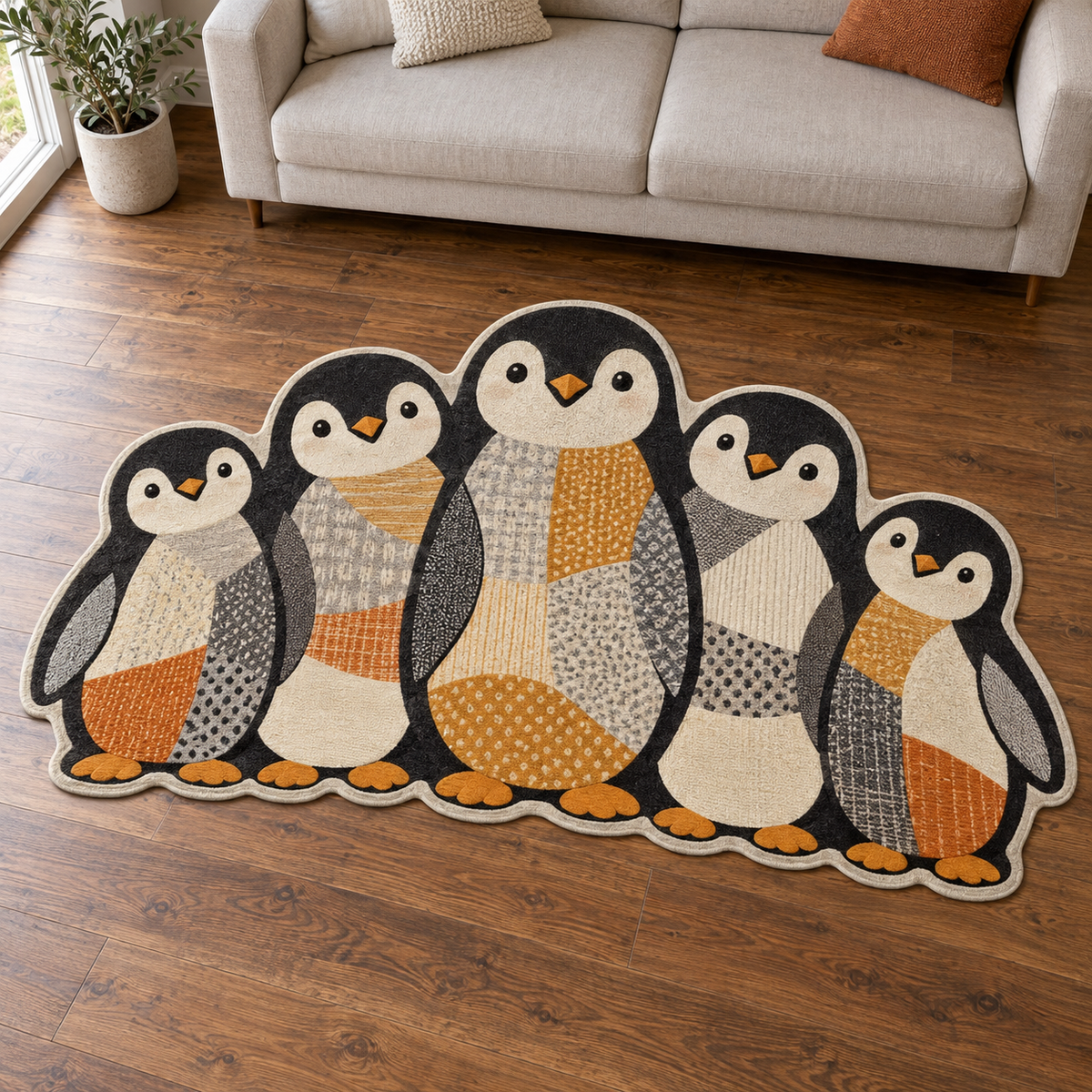Penguin Patchwork Party TD131026221 Custom Shape Area Rug