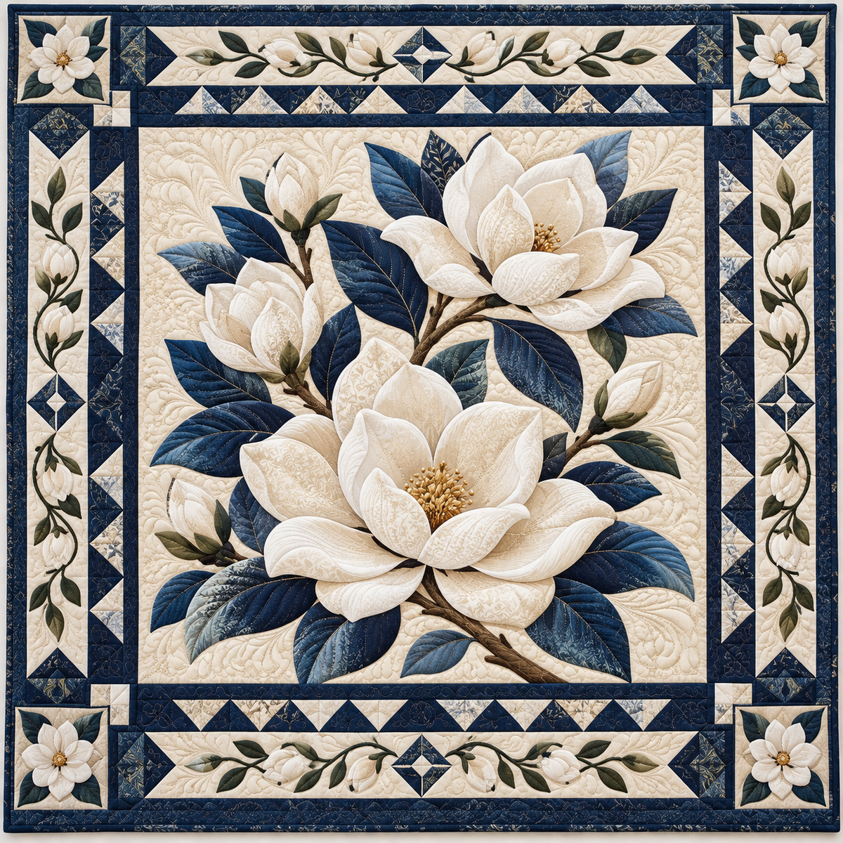 Navy Magnolia Tranquility TD141026724 Quilt Blanket