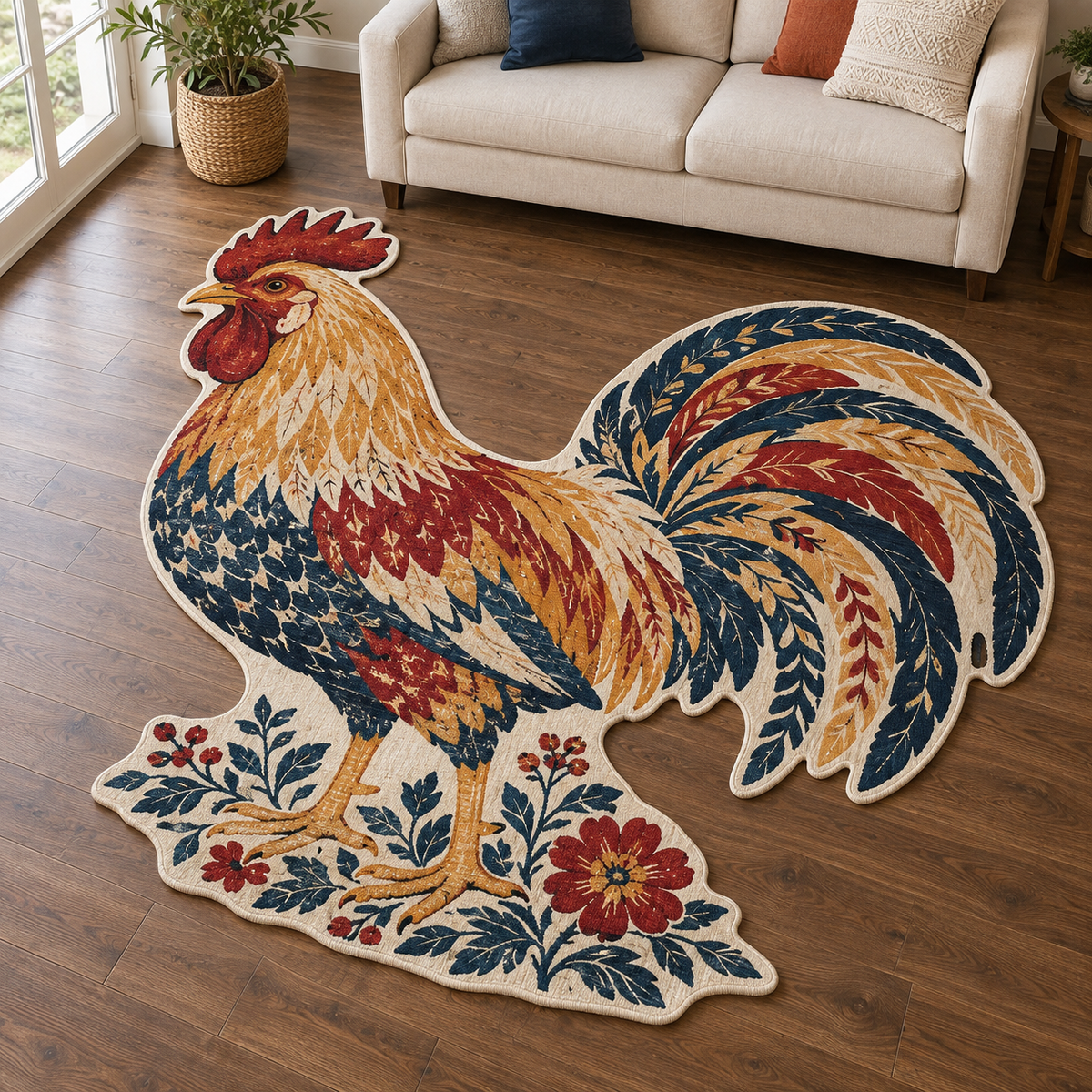 Country Rooster TD131026227 Custom Shape Area Rug