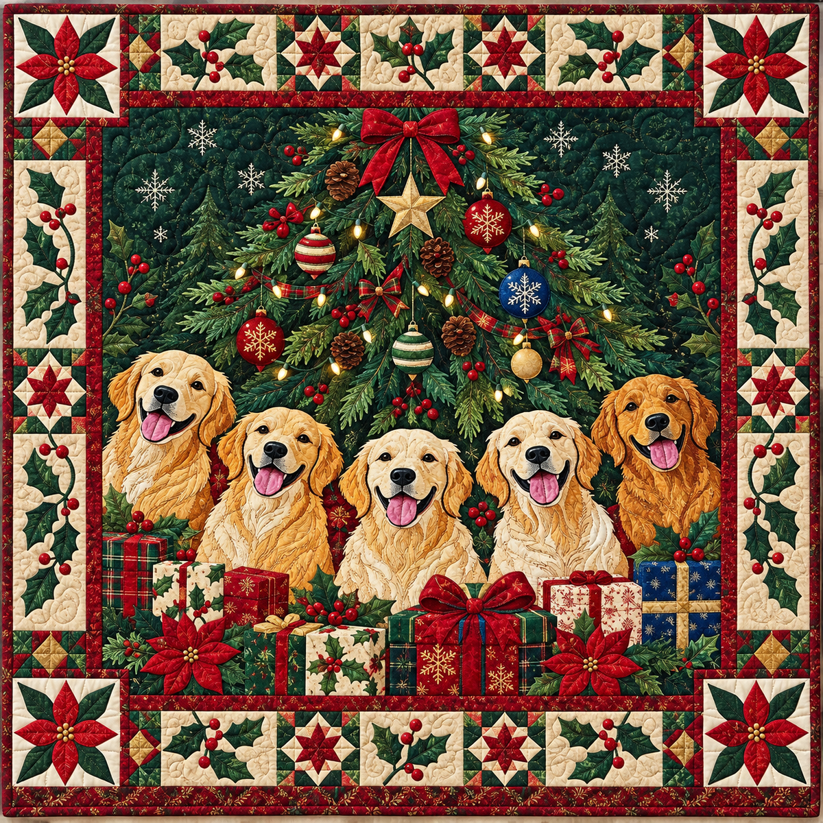 Golden Retriever Christmas TD141026728 Quilt Blanket