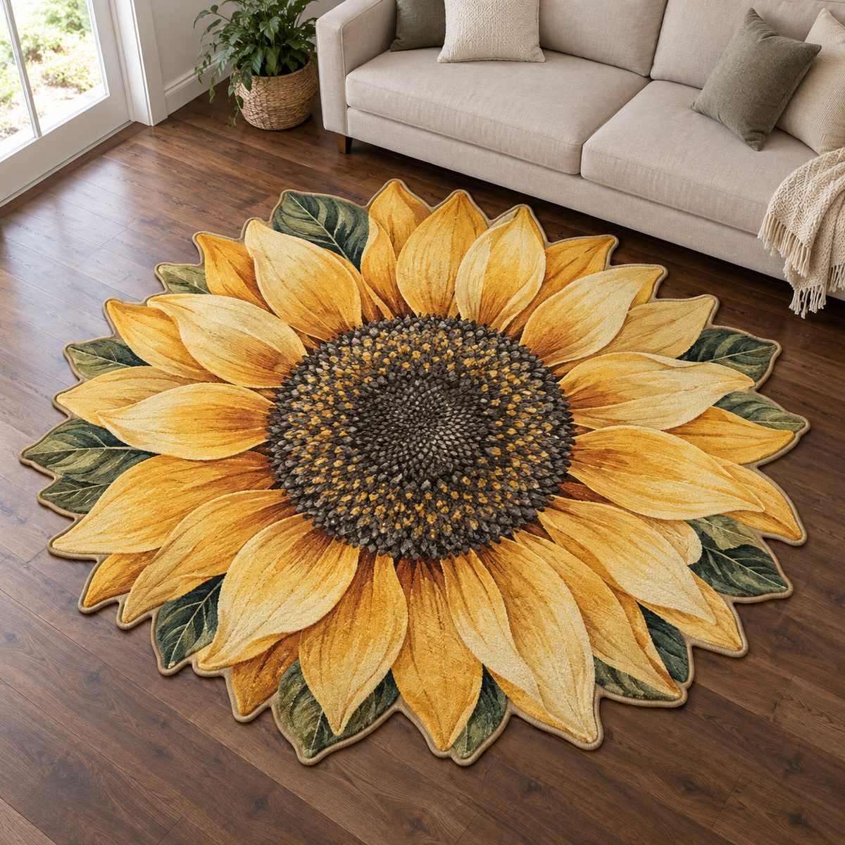 Golden Sunflower Disc TD131026228 Custom Shape Area Rug