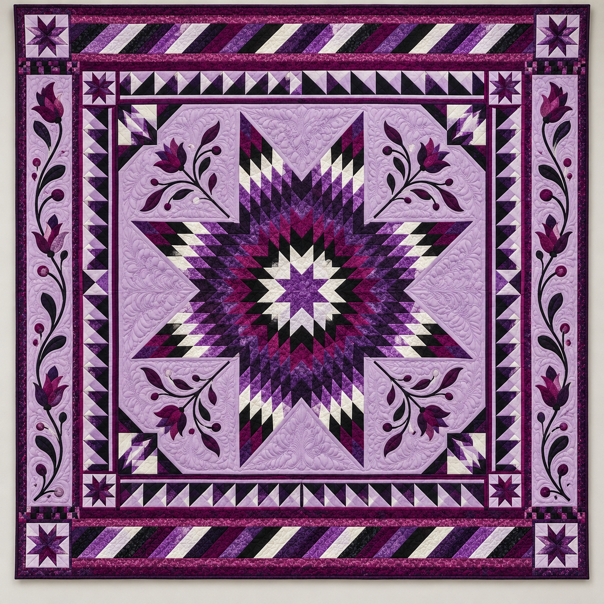 Lavender Diamond Star Medallion TD141026230 Quilt Blanket