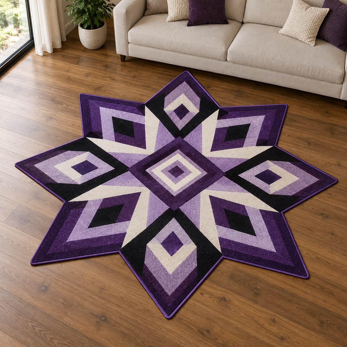 Purple Geometric Star TD131026231 Custom Shape Area Rug