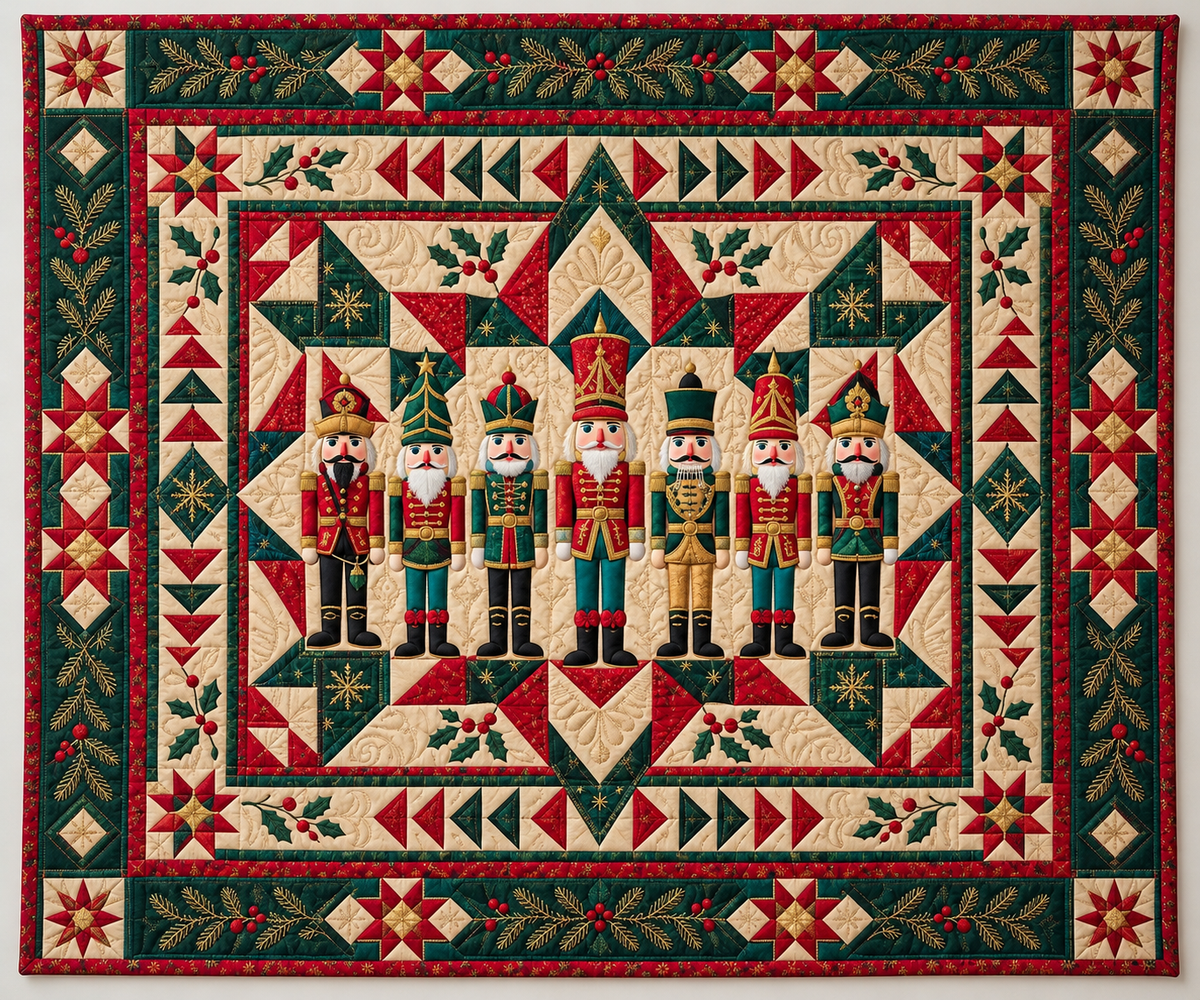 Nutcrackers In Festive Triangle Panels TD141026233 Quilt Blanket