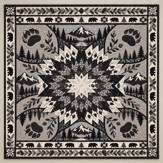 Monochrome Bear Paw Starburst TD141026234 Quilt Blanket