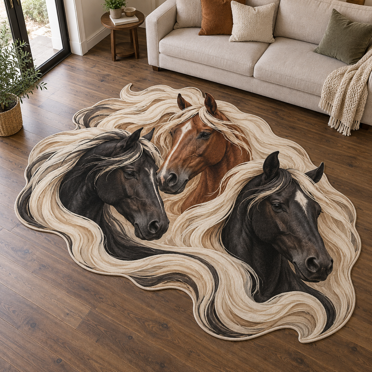 Flowing Horse Manes TD131026240 Custom Shape Area Rug