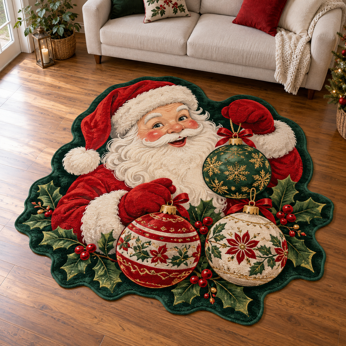 Santa Ornament Garden TD131026241 Custom Shape Area Rug