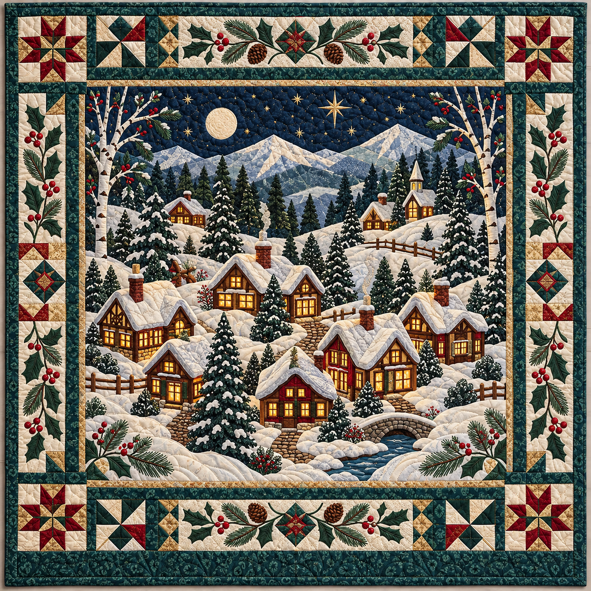 Christmas Village Glow TD141026743 Quilt Blanket
