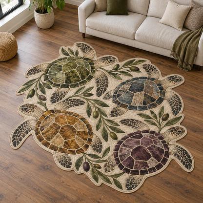 Earthtone Turtle Blocks TD131026244 Custom Shape Area Rug