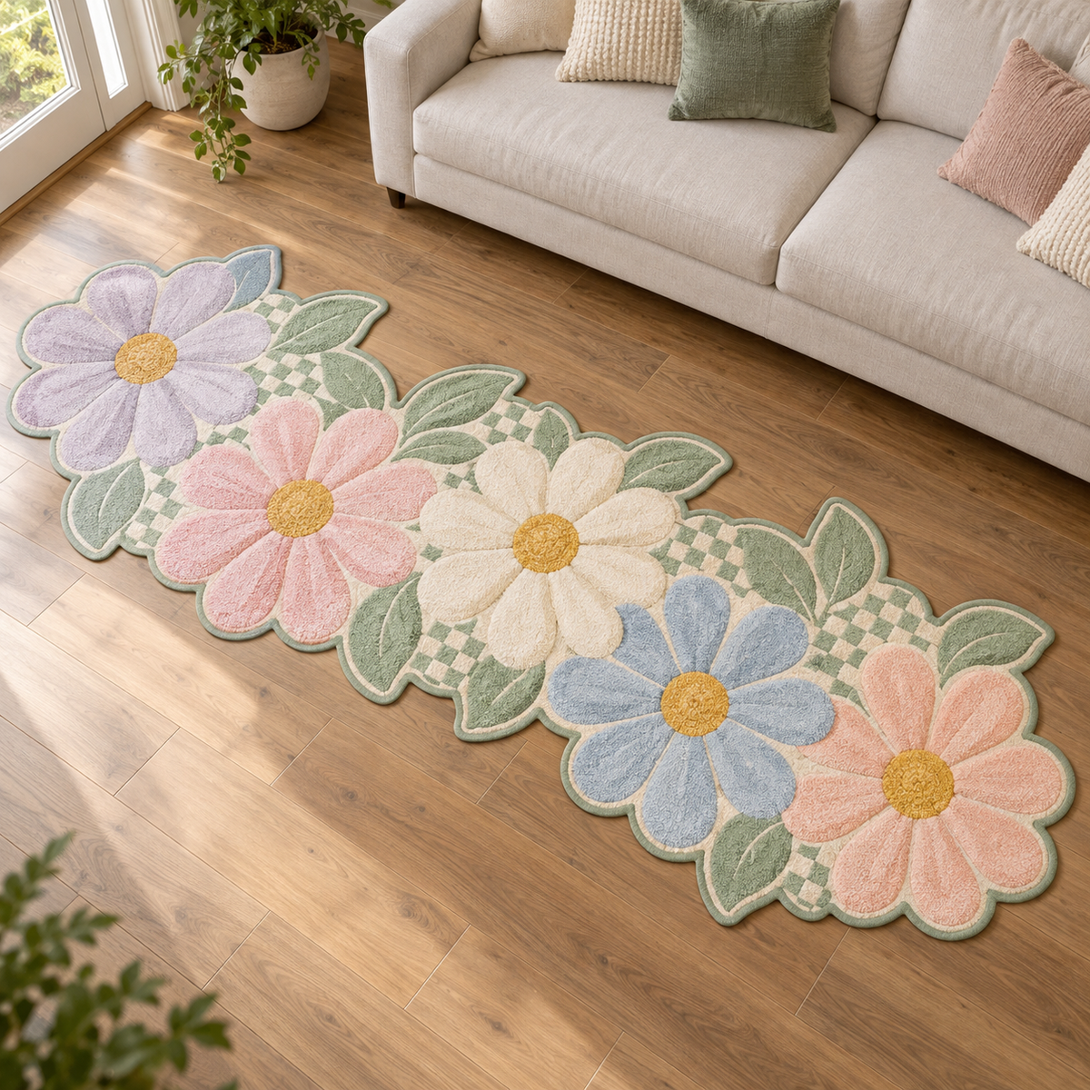 Pastel Cottage Flowers TD131026250 Custom Shape Area Rug