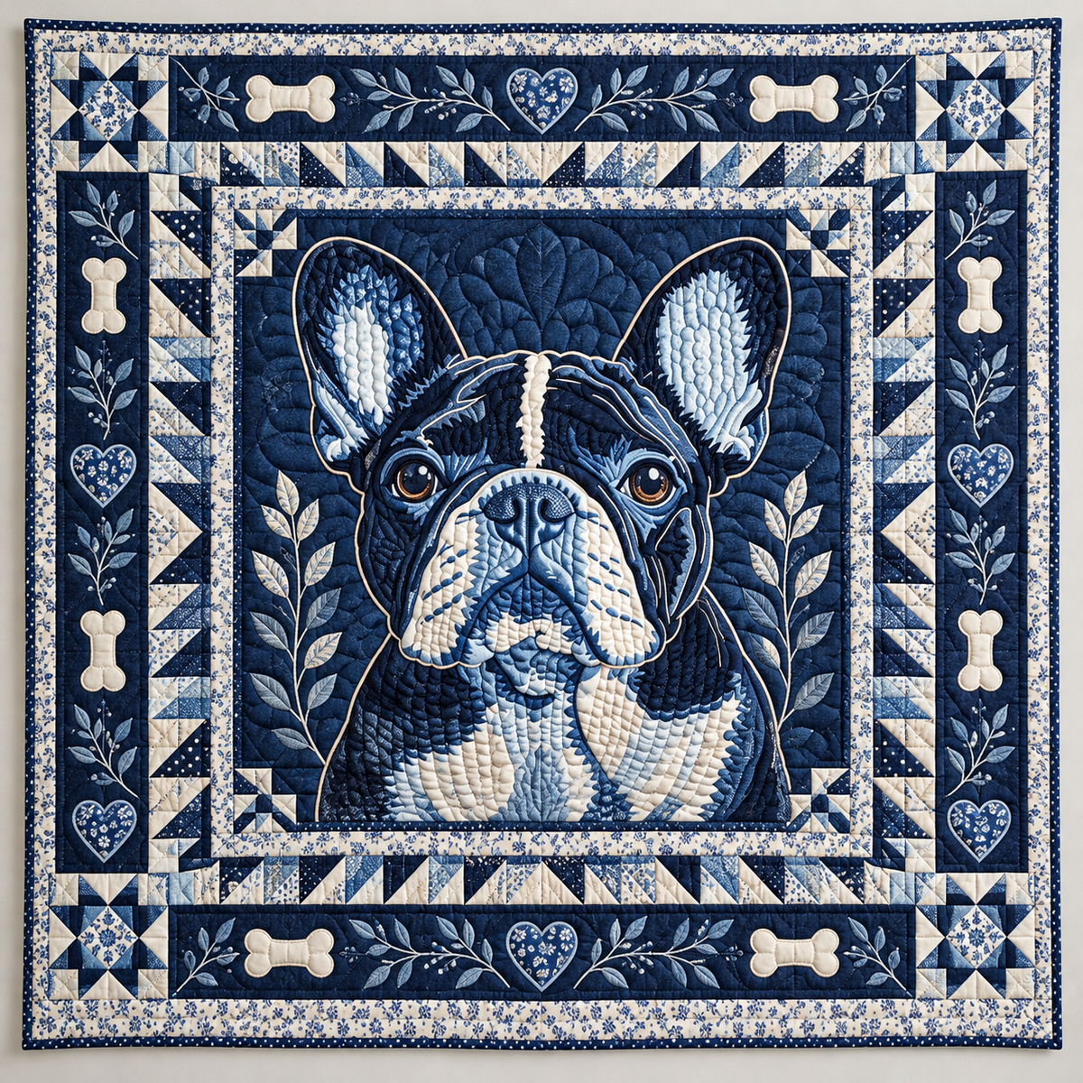 Navy And White French Bulldog TD141026251 Quilt Blanket