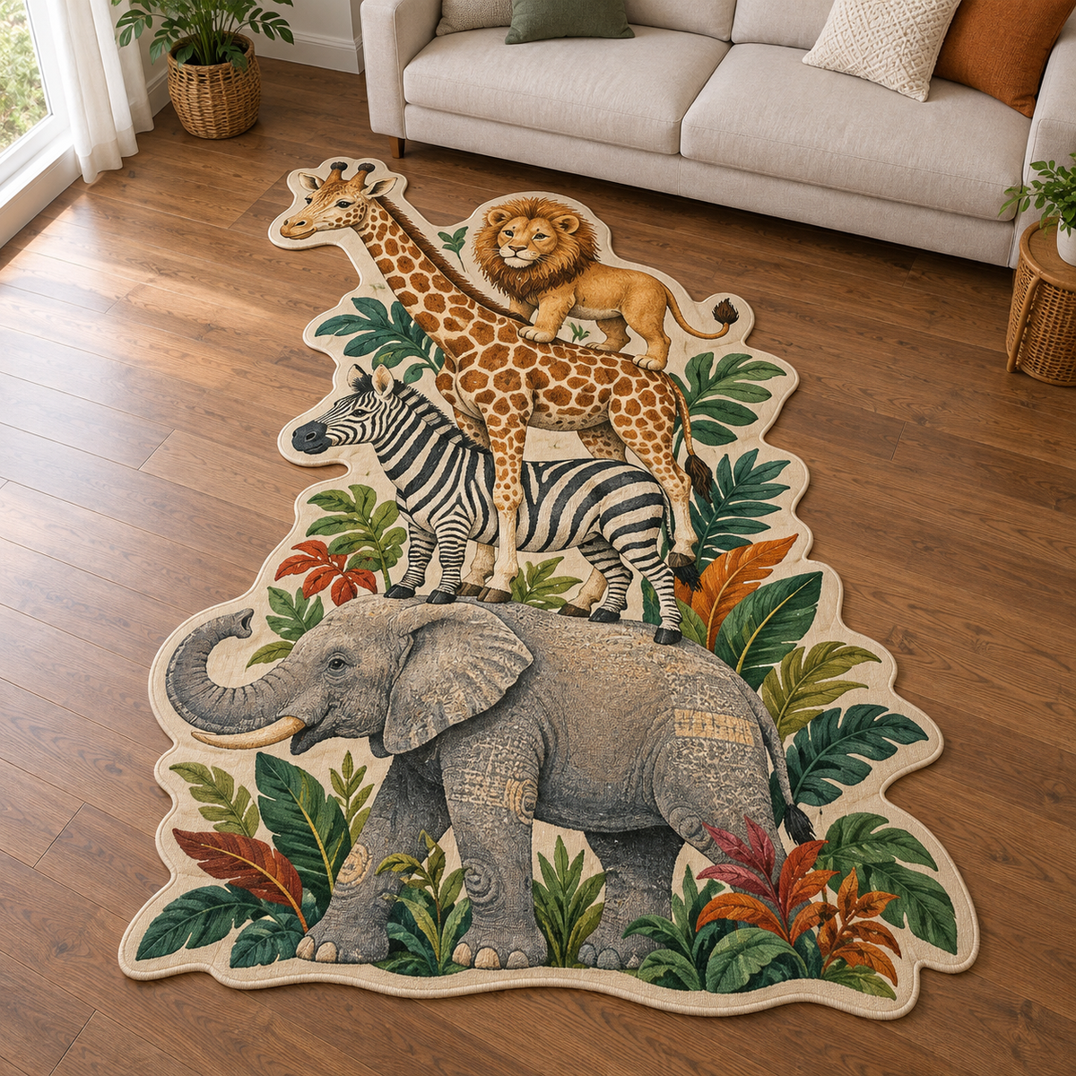 Safari Animal Stack TD131026256 Custom Shape Area Rug