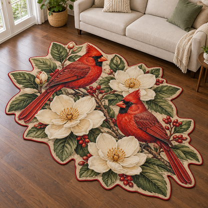 Cardinal White Flowers TD131026257 Custom Shape Area Rug