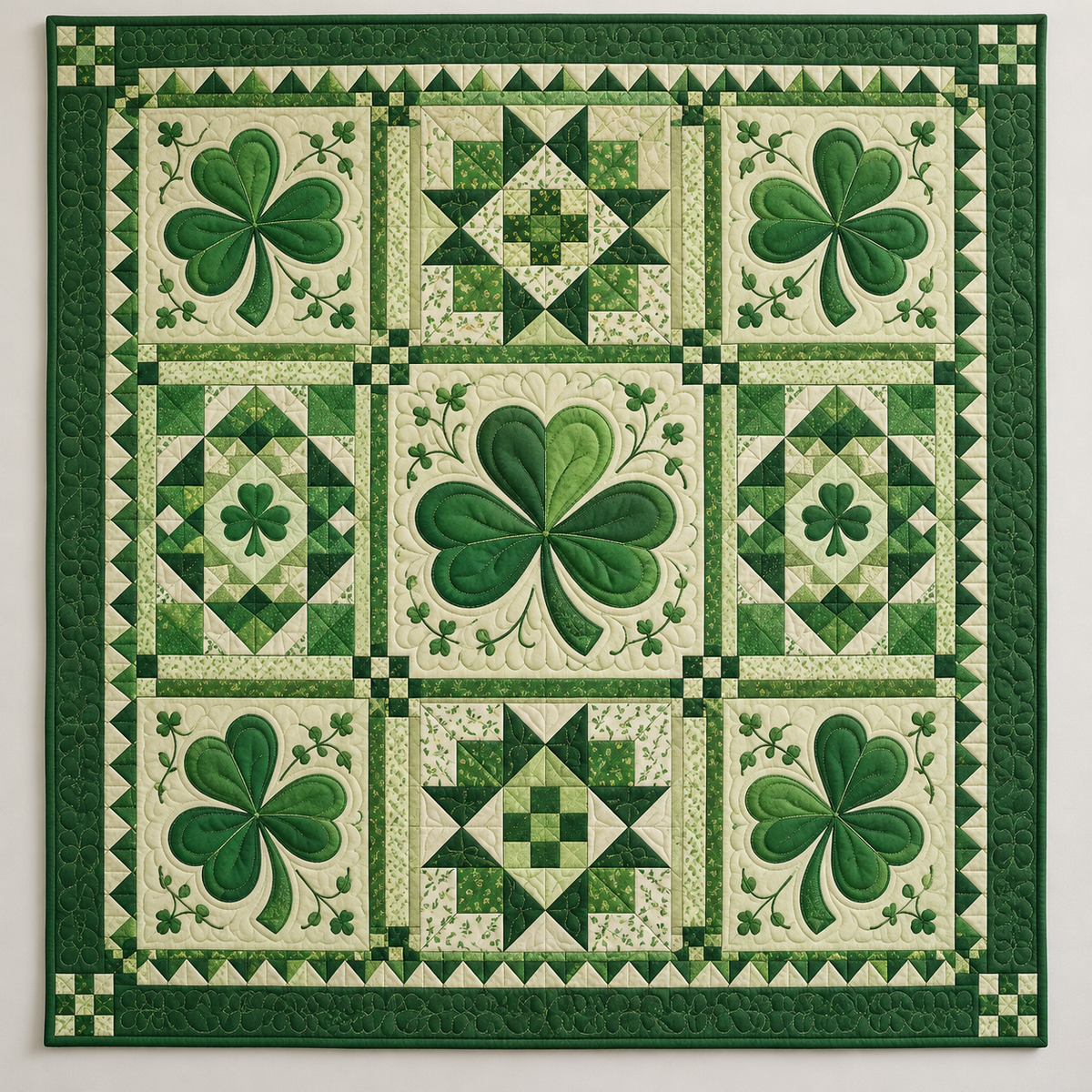Layered Shamrocks In Soft Green TD141026259 Quilt Blanket