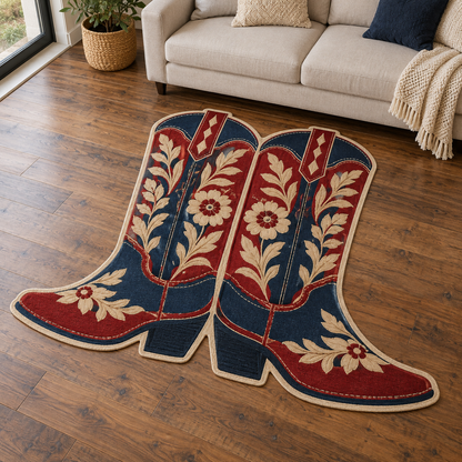 Western Boot Patchwork TD131026261 Custom Shape Area Rug
