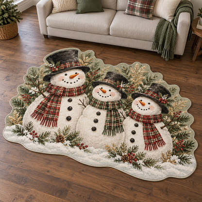 Woodland Snowman Trio TD131026263 Custom Shape Area Rug