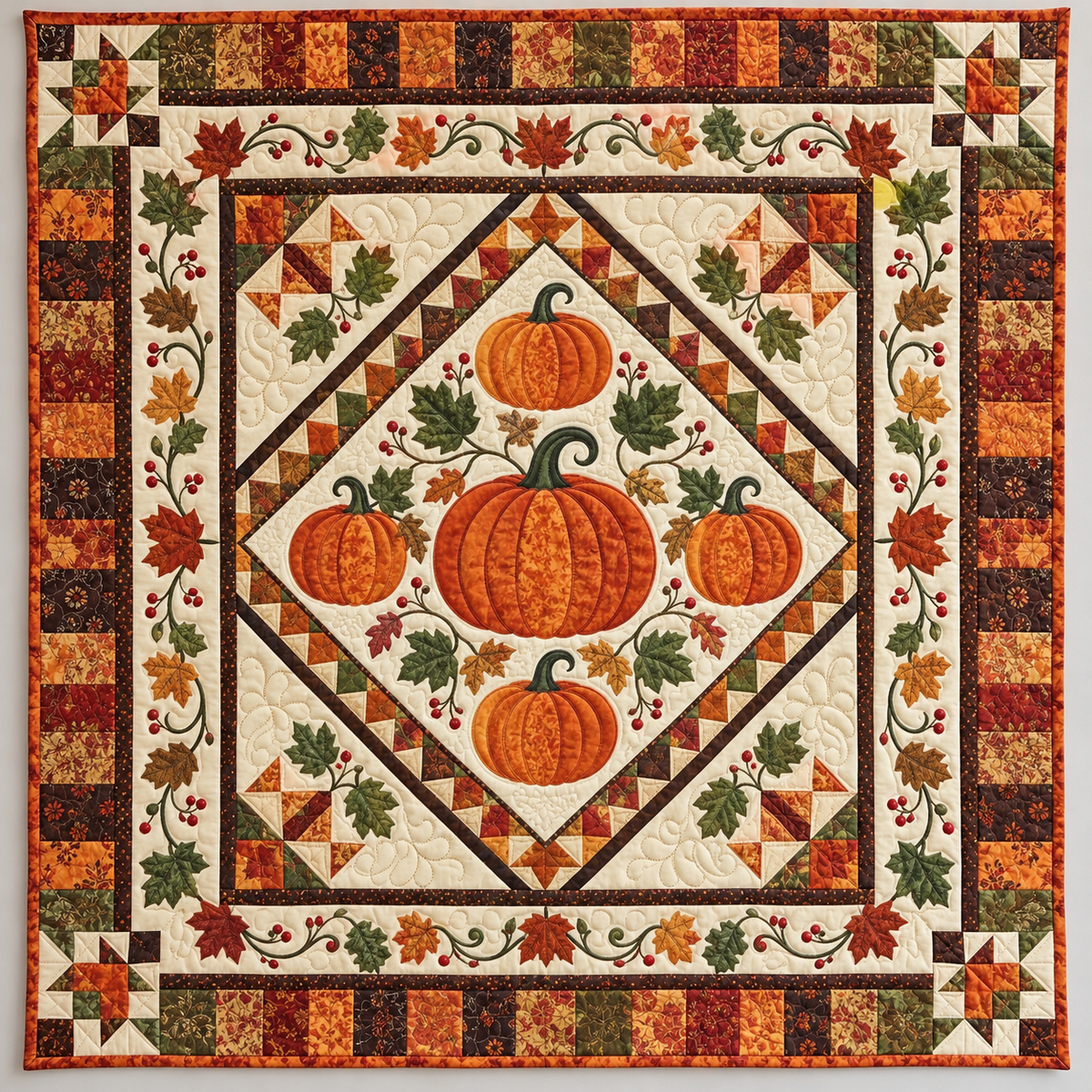 Harvest Pumpkins And Autumn Leaves TD141026263 Quilt Blanket