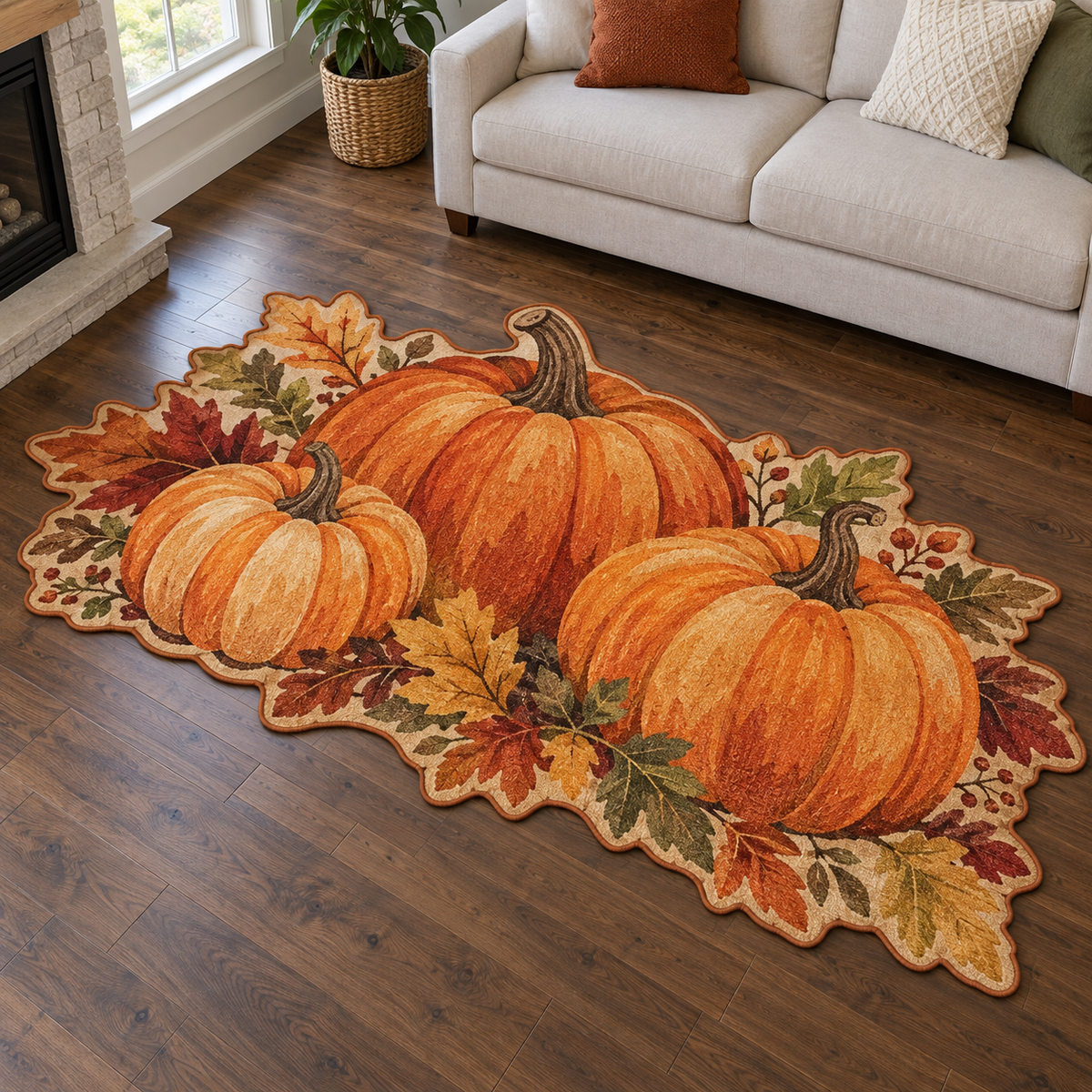 Pumpkin Harvest Row TD131026264 Custom Shape Area Rug