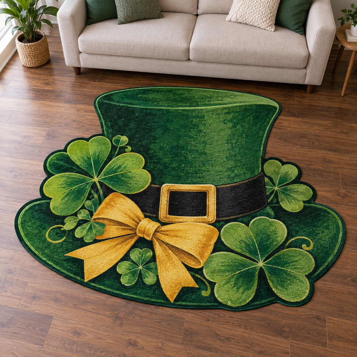 Lucky Hat Clover TD131026266 Custom Shape Area Rug