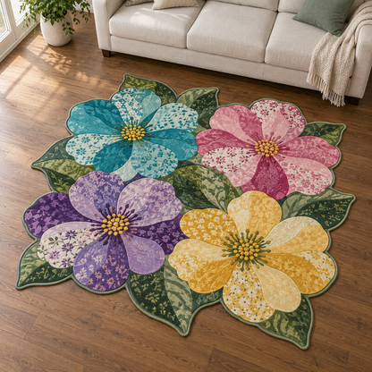 Fabric Flower Trail TD131026270 Custom Shape Area Rug