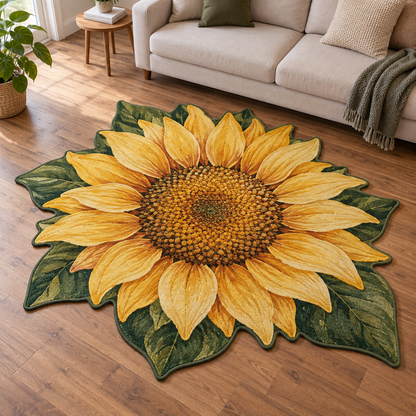 Golden Sunflower Portrait TD131026271 Custom Shape Area Rug