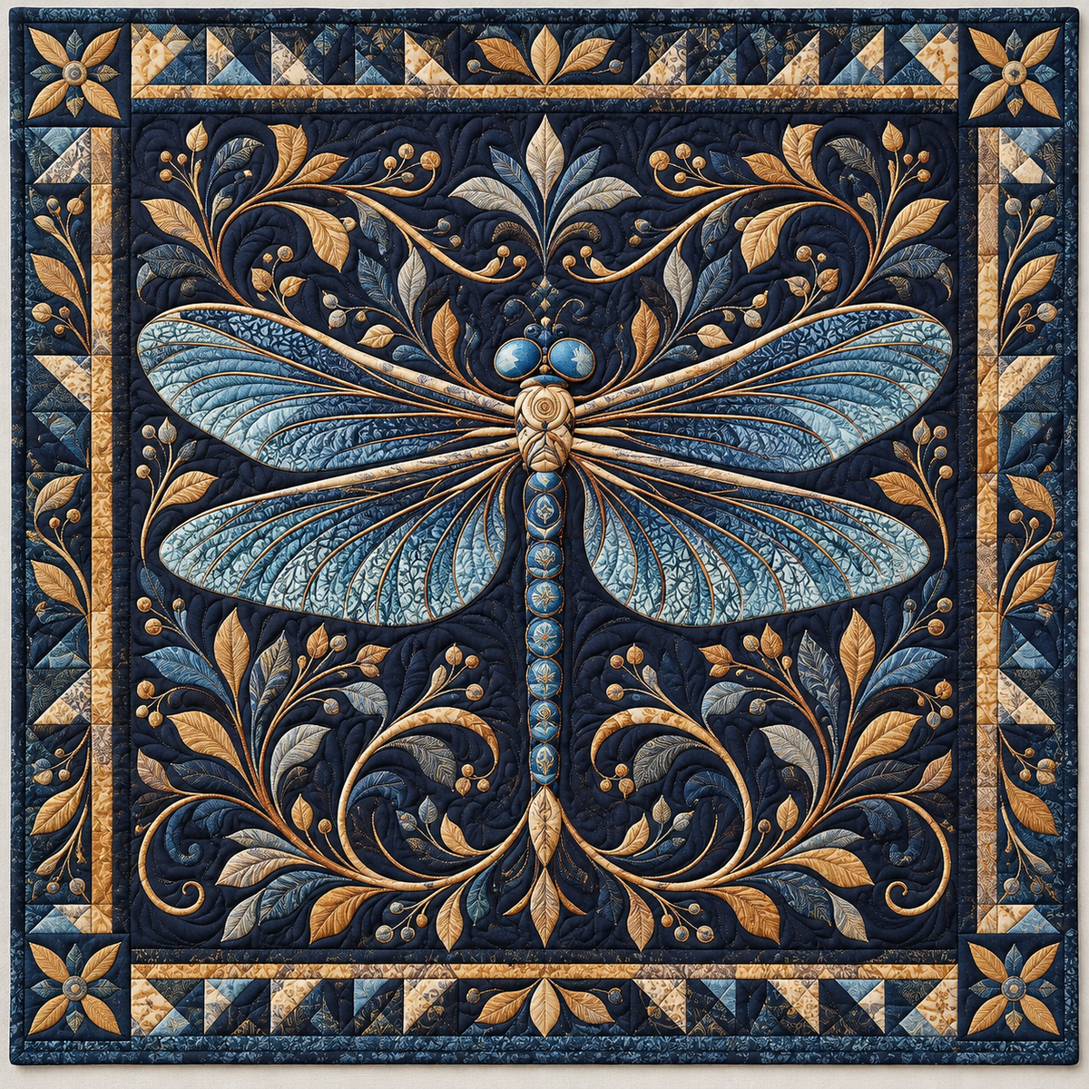 Midnight Golden Dragonfly TD141026771 Quilt Blanket