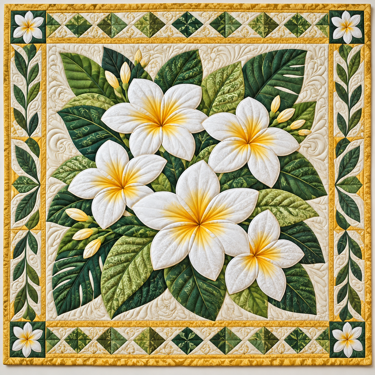 White Plumera Blossoms TD141026775 Quilt Blanket