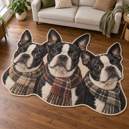 Boston Terrier Portraits TD131026276 Custom Shape Area Rug