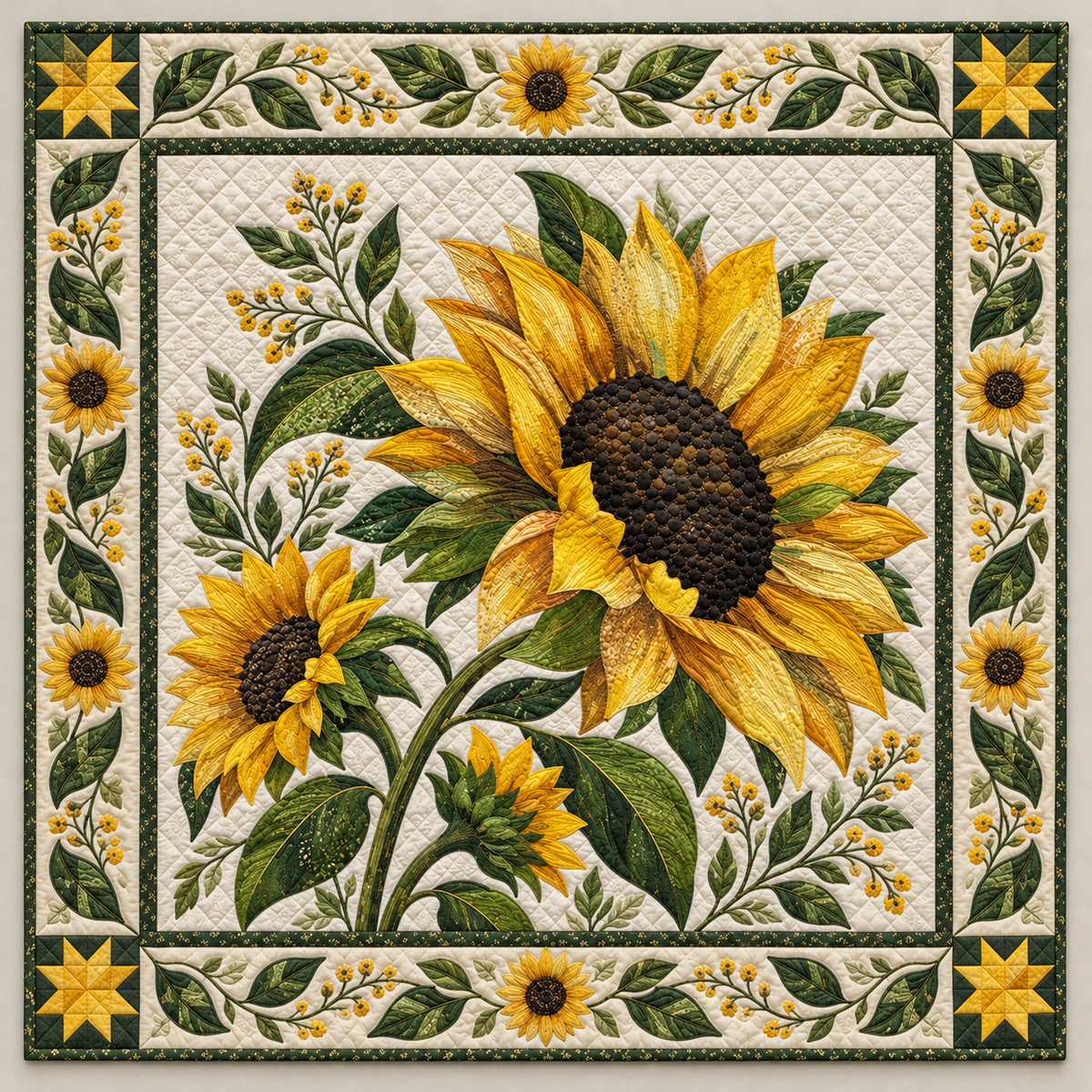 Golden Sunflower On Ivory TD141026276 Quilt Blanket