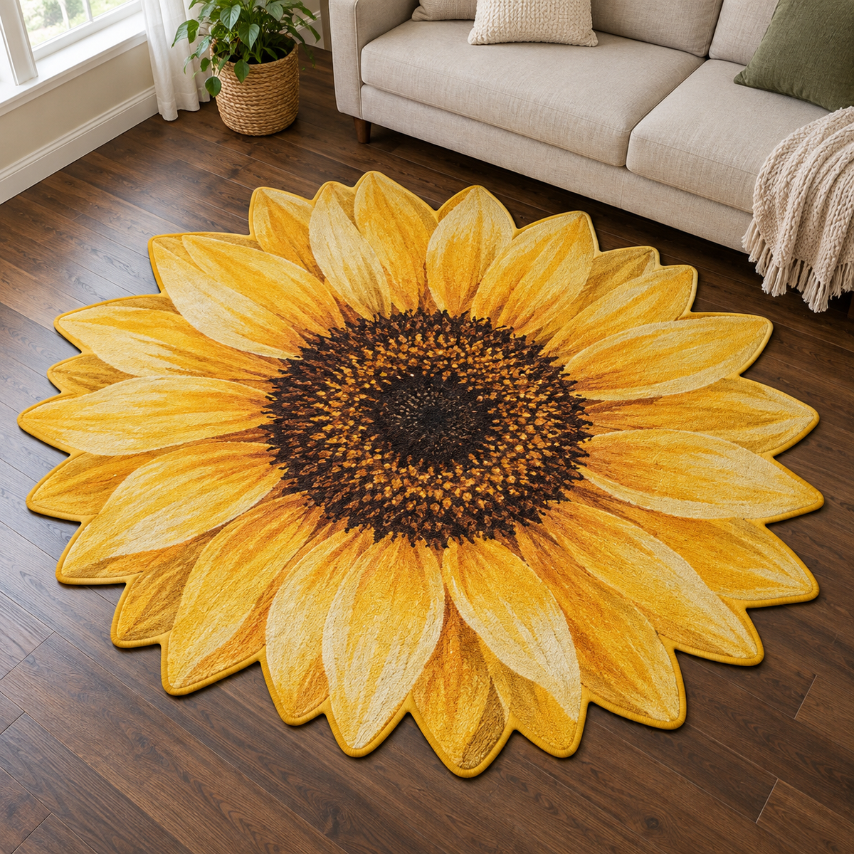 Sunflower Ivory Quilting TD131026277 Custom Shape Area Rug
