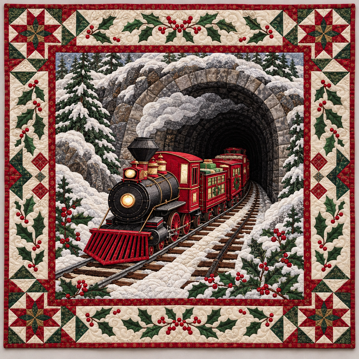 Holiday Train Tunnel TD141026778 Quilt Blanket