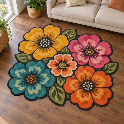 Bright Folk Flower Garden TD131026281 Custom Shape Area Rug