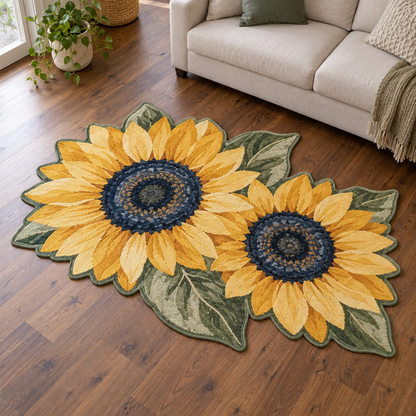 Blue Center Sunflowers TD131026284 Custom Shape Area Rug