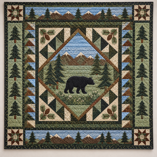 Black Bear In A Pine Landscape TD141026284 Quilt Blanket