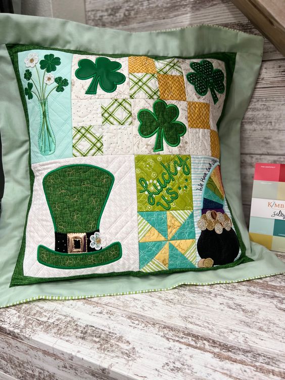 St Patrick's Day Shamrock CLA080424185 Quilted Pillow Case