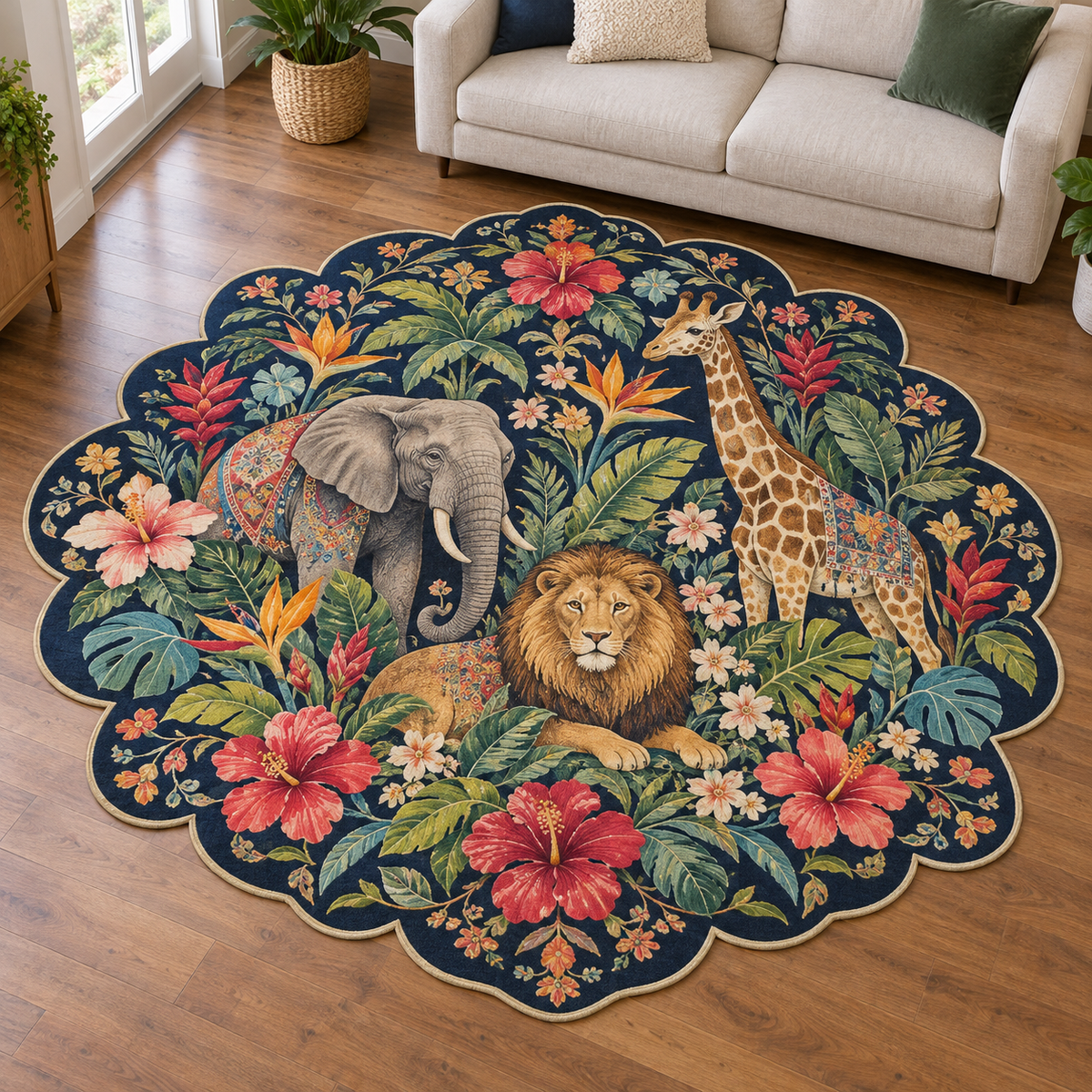Animal Garden Tapestry TD131026290 Custom Shape Area Rug