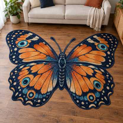Turquoise Butterfly Jewel TD131026293 Custom Shape Area Rug