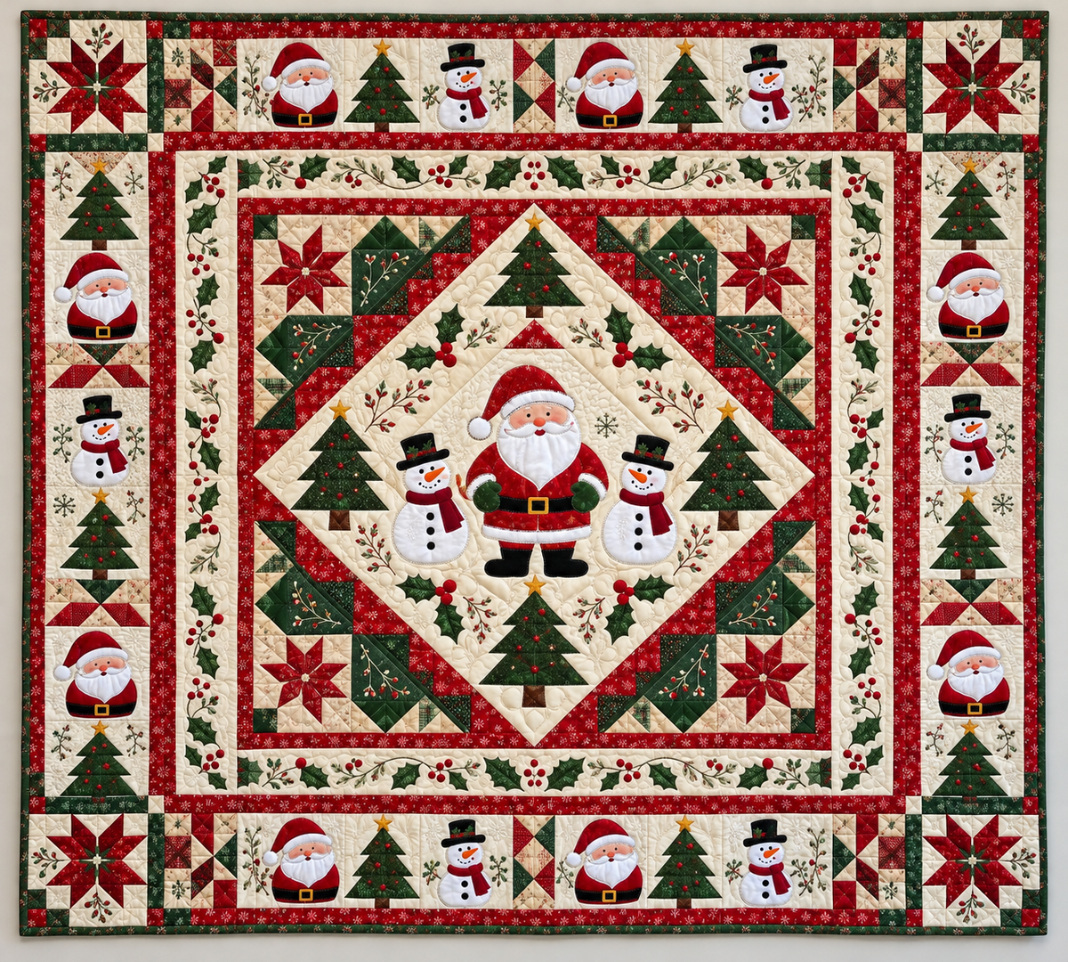 Santa Snowmen And Evergreen TD141026293 Quilt Blanket