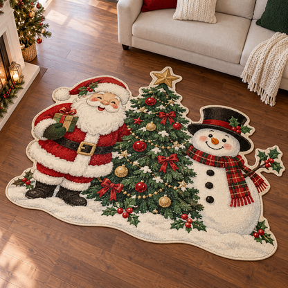 Santa Snowman Friends TD131026294 Custom Shape Area Rug