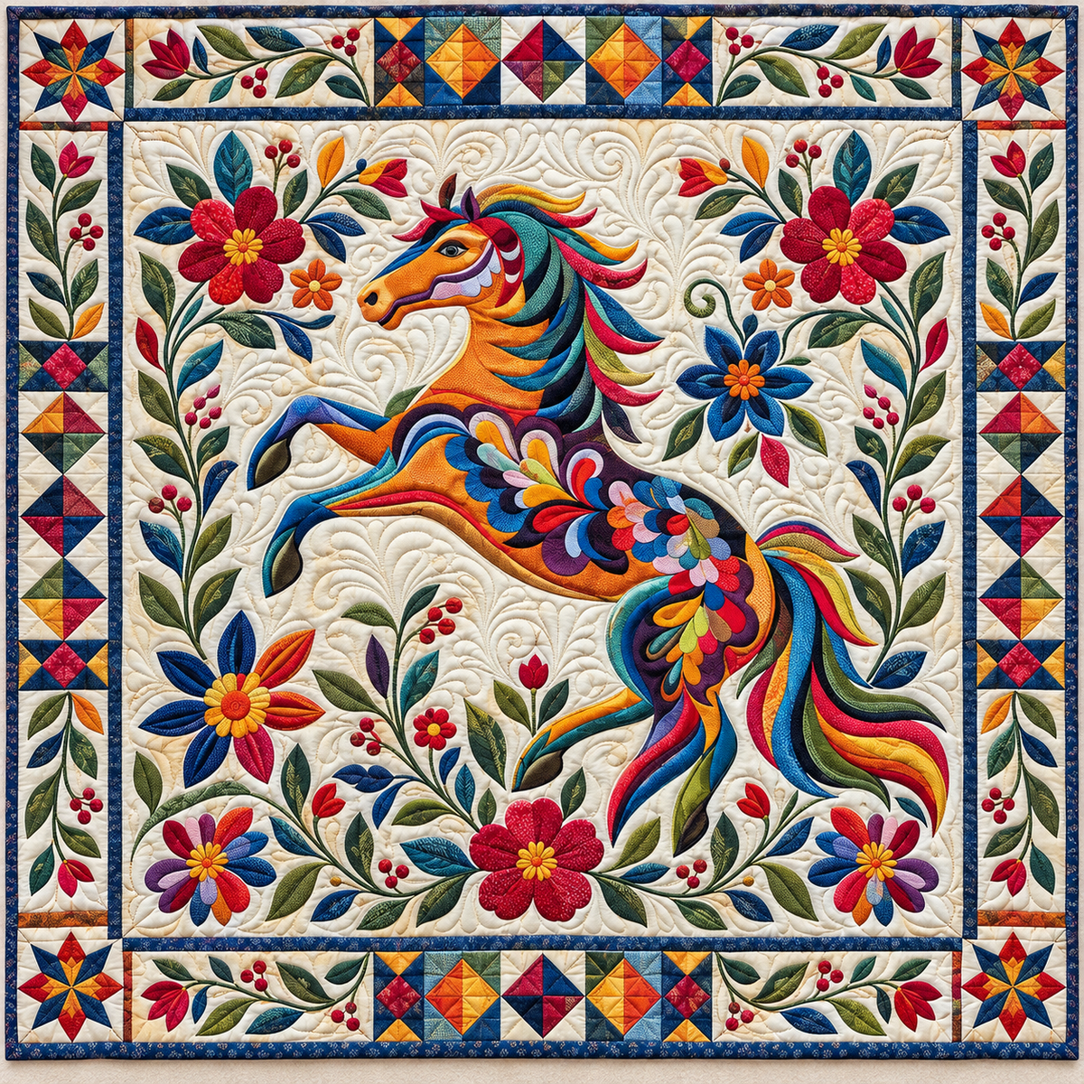 Rainbow Folk Horse TD141026795 Quilt Blanket